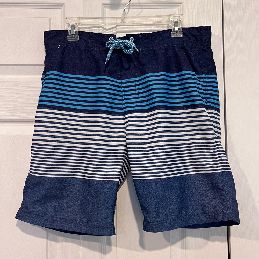 🩷 Cedarwood State Blue & White Men’s Swimsuit Bathing Suit Trunks - Small
